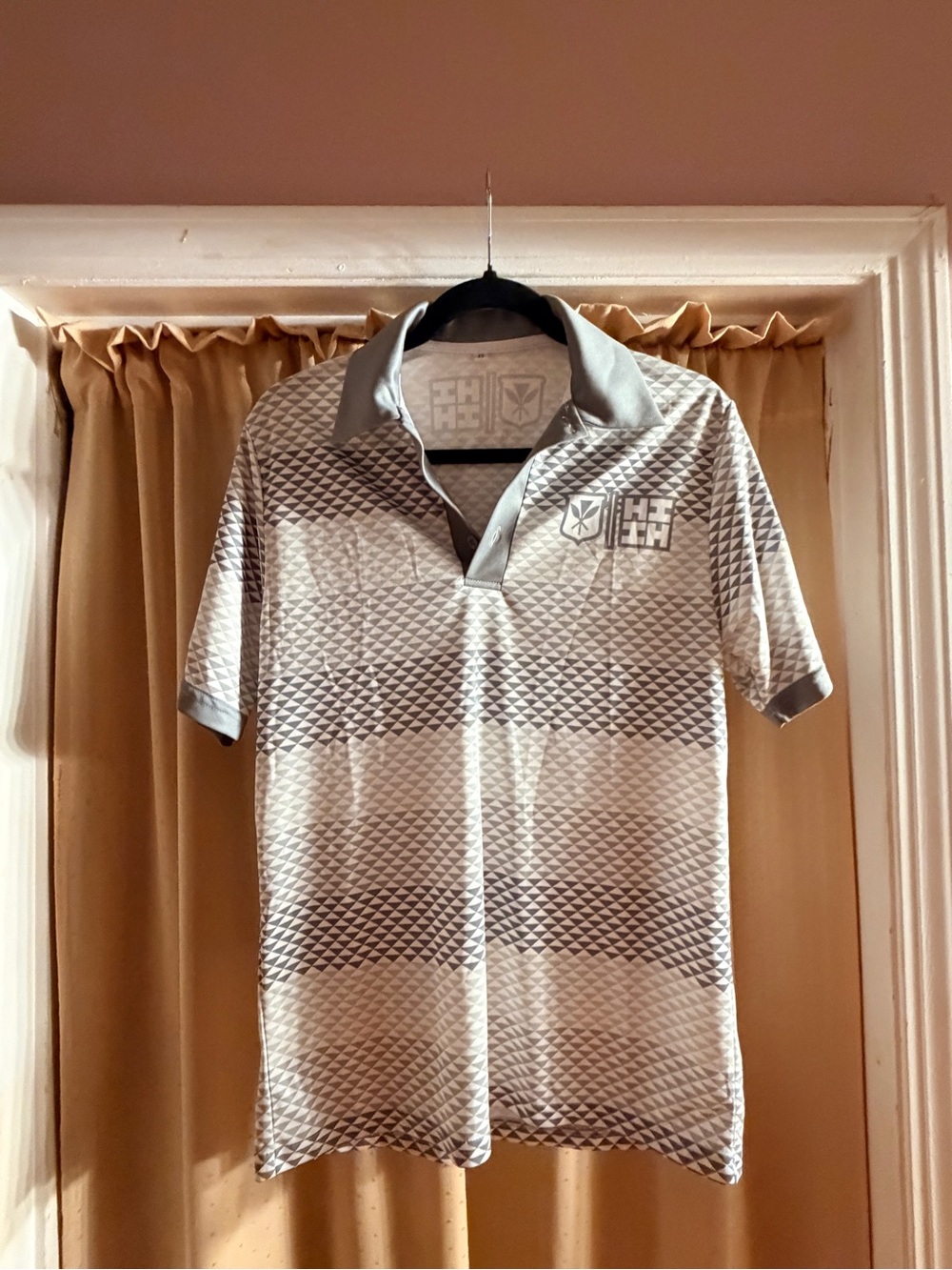 Hawaii's Finest Men's Grey Geometric Button-Down Polo
